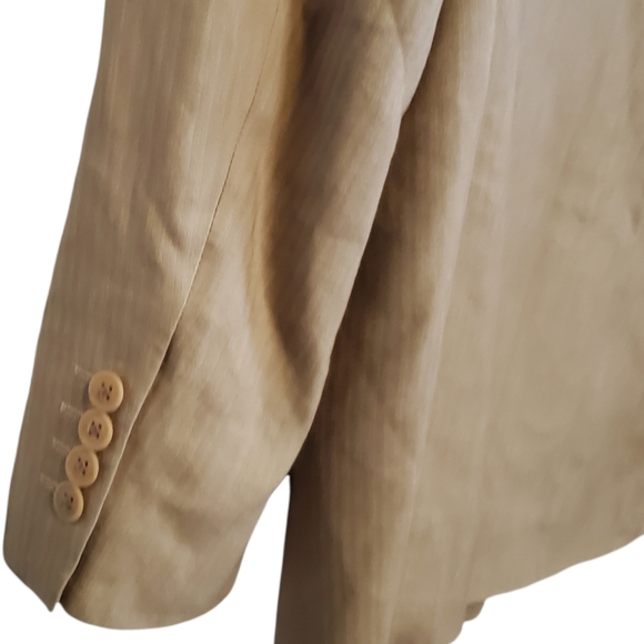 Armani Collezioni 40R Tan Linen Pinstriped Sport Coat - Picture 3 of 10